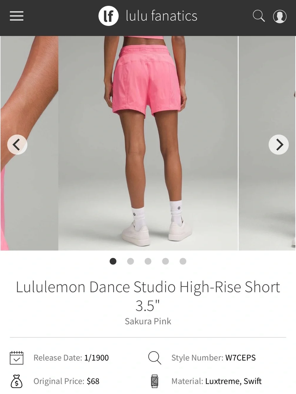 NWT Lululemon Dance Studio High-Rise Short 3.5